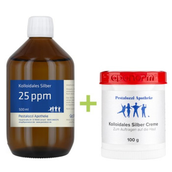 Kolloidales Silber 25ppm, 500ml & KS Creme 100g